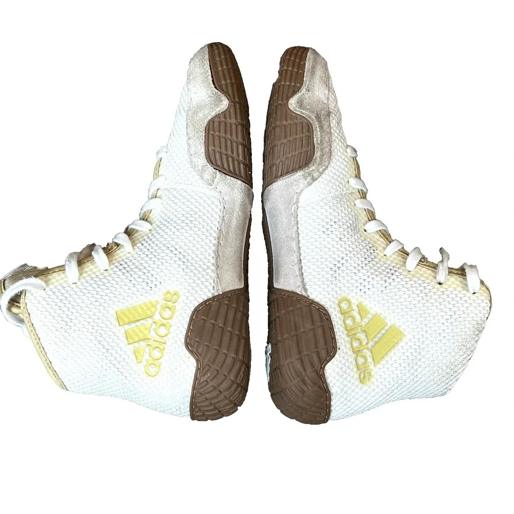 Adidas Tech Fall 2.0 Wrestling Shoes White Vegas Gold Youth 3 UK 2.5 EU 35